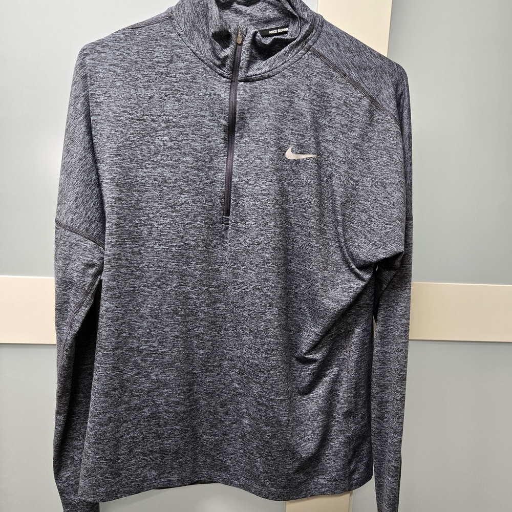 Nike Women's Heathered Gray Quarter-Zip Top-Large